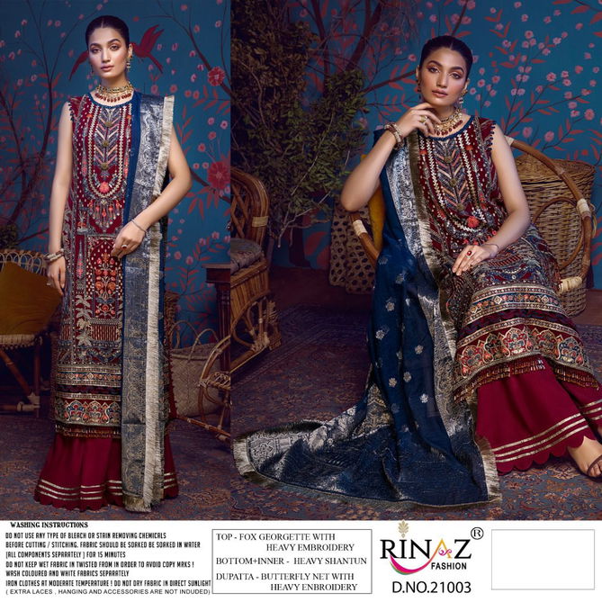 Rinaz Adan Libas 12Fancy Festive Wear Georgette Heavy Work Pakistani Salwar Kameez Collection